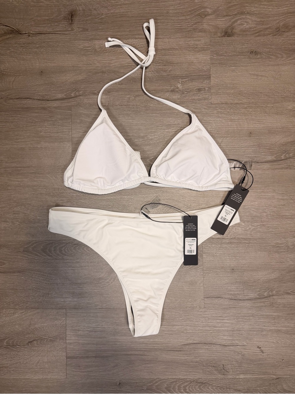 Fashion Nova White Triangle Bikini Set